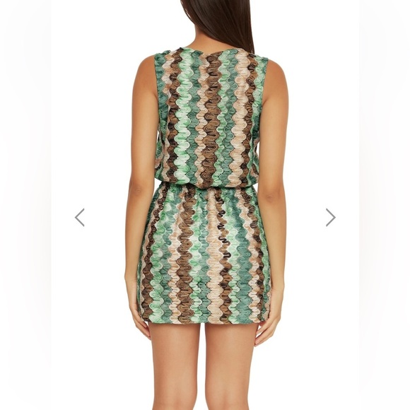 Becca Manu Bay Grass Plunge Dress Size L New With Tag - Picture 2 of 16